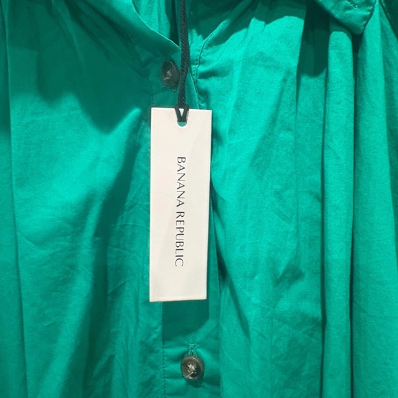 NWT Banana Republic Emerald Green Cotton Poplin Midi Shirt Dress Size XL XXL - Picture 7 of 10